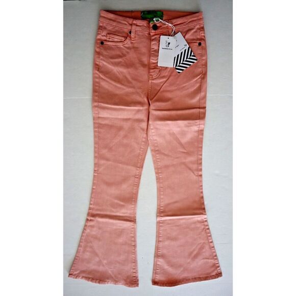 Sandrine Rose x FP Women Sz 26 Petal Pink High Rise Flare Stretch Jeans $120 - Picture 1 of 5